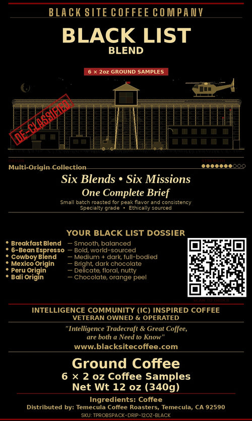 BLACK LIST ~ Sample Pack ~ Best Sellers ~ Black Site Coffee Company