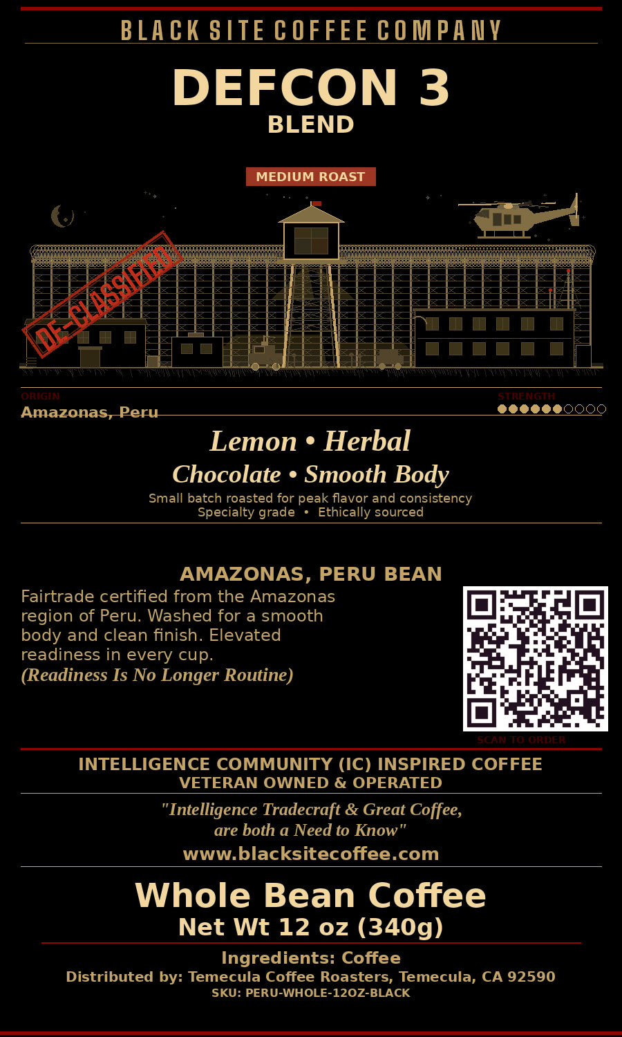 DEFCON 3 Blend - Medium Roast ~ Single Origin Peru (Fairtrade®)